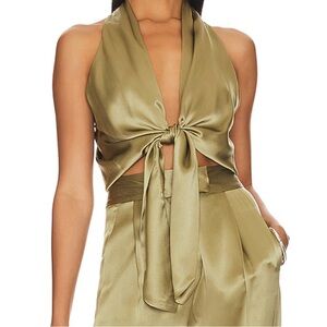 The Sei Sleeveless Tie Front Blouse in Sage